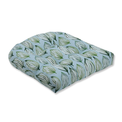 Tropical Leaf Wicker Seat Cushion - 19" - Green and White