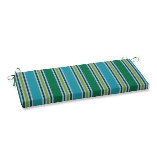 Striped Outdoor Patio Square Corner Bench Cushion - 45" - Green and Blue
