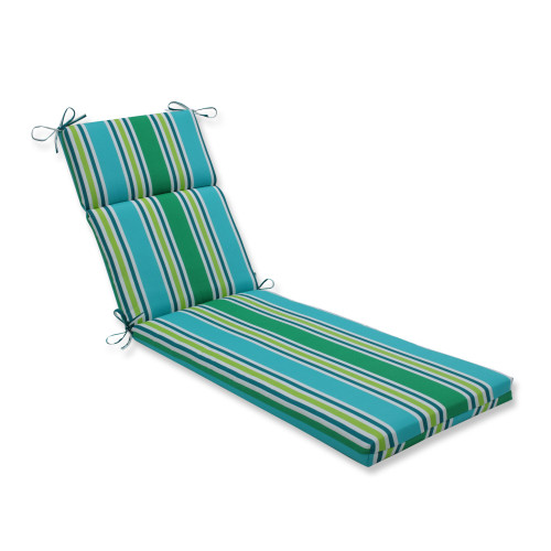 Striped Outdoor Patio Chaise Lounge Cushion - 72.5" - Blue and Green