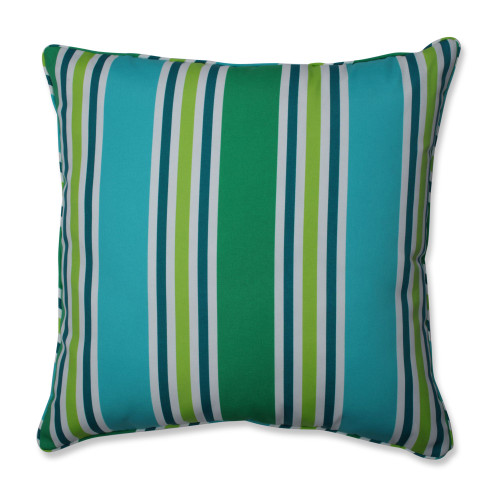 Striped Outdoor Patio Corded Floor Pillow - 25" - Blue and Green