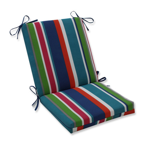 Striped Caribbean-Style Outdoor Patio Chair Cushion - 36.5" - Blue and Green