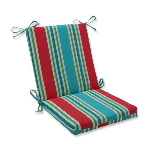 36.5" Red and Blue Striped Outdoor Patio Squared Chair Cushion