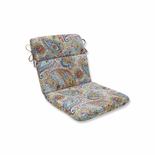 40.5" Vibrantly Colored Paisley Pattern Outdoor Patio Round Chair Cushion