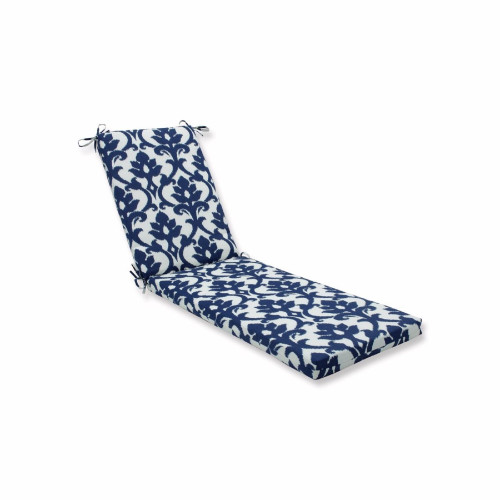 Outdoor Patio Damask Pattern Rectangular Chaise Lounge Cushion - 80" - Blue and White