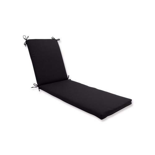 80" Solid Black Outdoor Chaise Lounge Patio Cushion with Ties