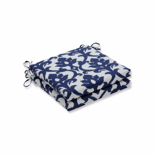 Outdoor Patio Square Seat Cushions - 20" - Navy Blue and White - Set of 2