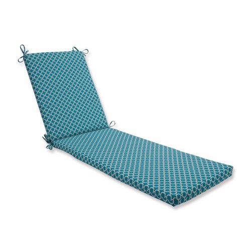 80" Pine Green and White Geometric Outdoor Patio Chaise Lounge Cushion with Ties