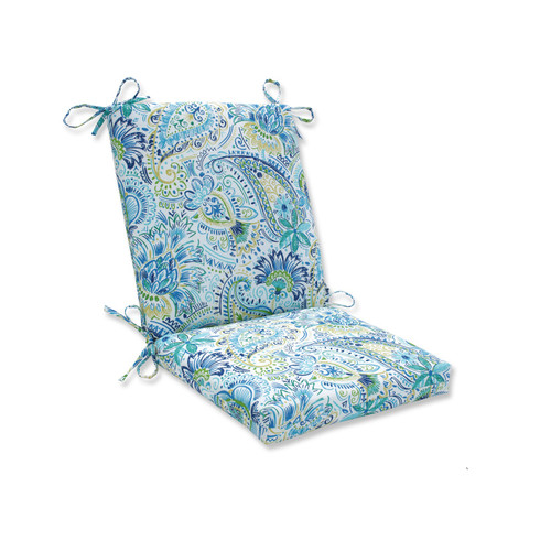 Reversible Paisley Outdoor Patio Chair Cushion - 36.5" - Blue and Green