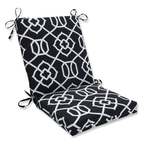 Graceful Lattice Outdoor Patio Squared Chair Cushion - 36.5" - Black and White