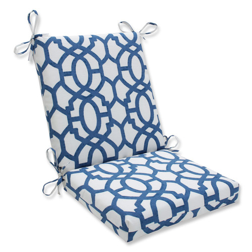 36.5" Imperial Blue Grecian Trellis Outdoor Patio Rounded Chair Cushion