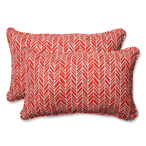 Set of 2 Red and Pearly White Corded Throw Pillow 18.5"