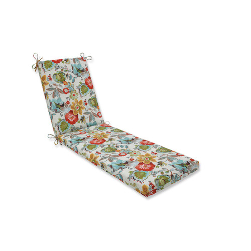80" Accidental Coral Red and Green Floral Outdoor Chaise Lounge Cushion
