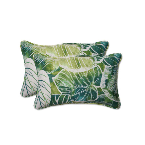 Tropical Corded Rectangular Throw Pillows - 18.5" - Green and White - Set of 2