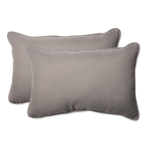Set of 2 Gray Outdoor Corded Rectangle Throw Pillows 16.5" x 24.5"