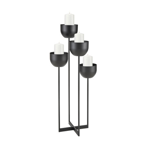 38.25" Black Tulip Shaped Cup Metal Candle Holder