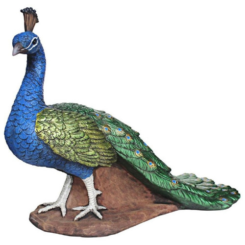 Lifelike 20" Medium Regal Peacock Outdoor Garden Statue