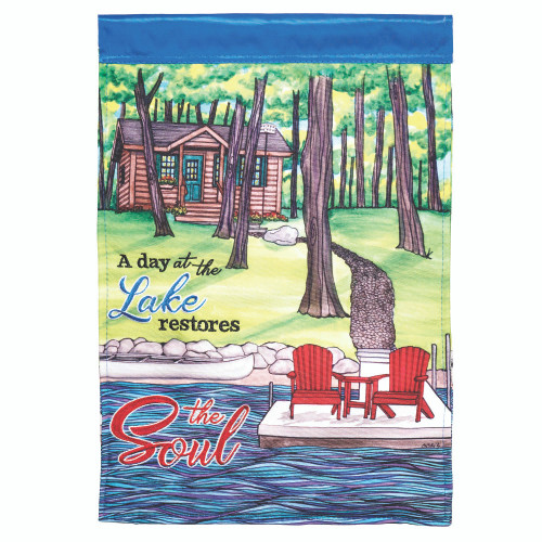 Blue and Green Double Applique Lake Outdoor House Flag 42" x 29"