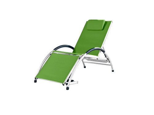 67" Green Foldable and Adjustable Aluminum Outdoor Lounge Chair
