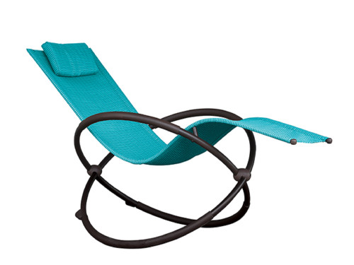 60" Blue Outdoor Aluminum Orbital Lounge Chair with a Pillow