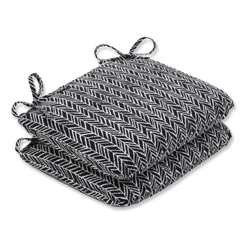 Set of 2 Black and White Contemporary Seat Cushion 18.5"