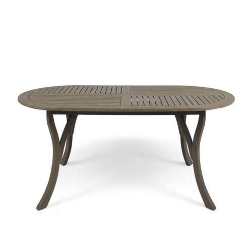 70" Gray Contemporary Oval Outdoor Dining Table