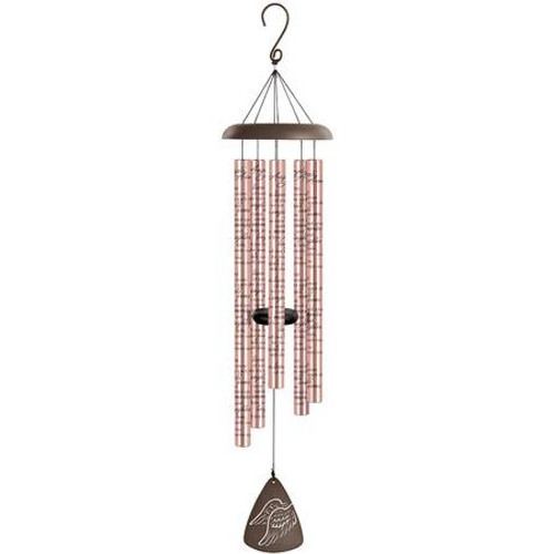 44" Brown and Rose Pink "Angel's Arms" Printed Sonnet Wind Chime with Angel Wings Design Sail