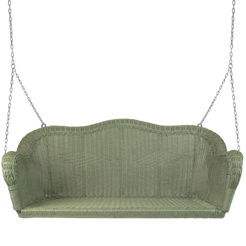 Hand Woven Resin Wicker Porch Swing with Chain - Green