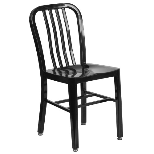 Contemporary Outdoor Patio Dining Chair - Sleek Black Industrial Style for Home or Restaurant