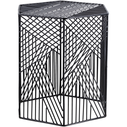 18" Charcoal Black Geometric Metal Garden Stool