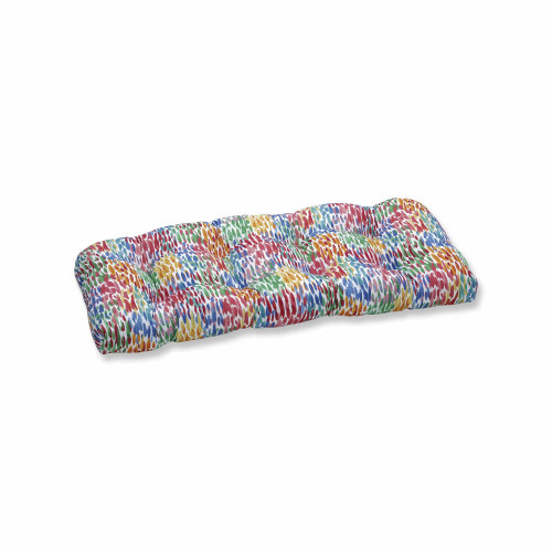 Contemporary Outdoor Patio Wicker Loveseat Cushion - 44" - Multicolor