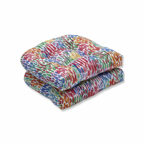 Set of 2 Contemporary Outdoor Patio Wicker Seat Cushions - 19" - Multicolor