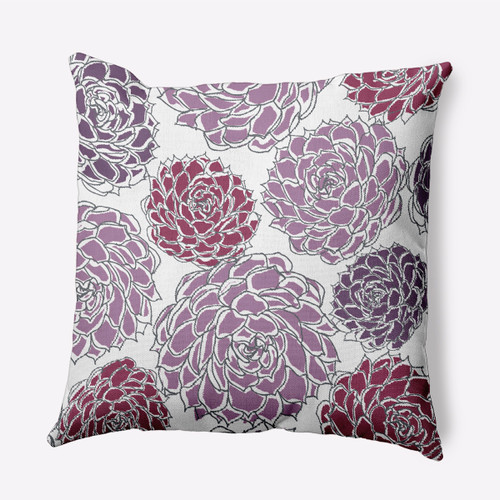 16" x 16" Purple and White Olivia Outdoor Throw Pillow