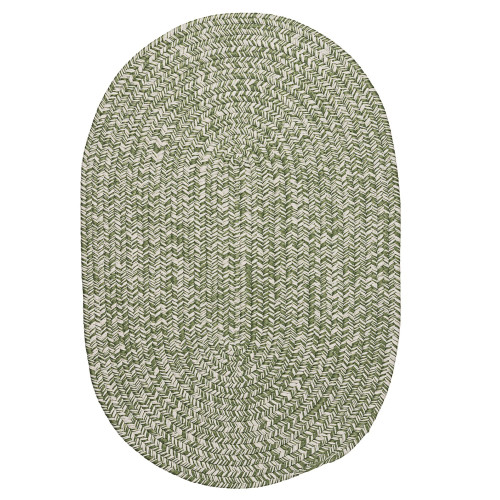 4' x 6' Green and White All Purpose Handcrafted Reversible Oval Outdoor Area Throw Rug