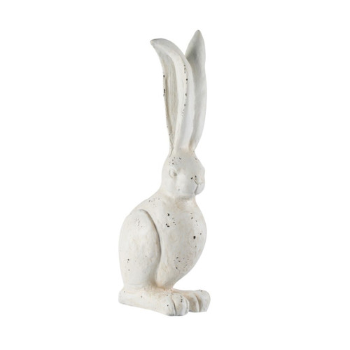 18.5" Cream White Distressed Vintage Style Small Rabbit Outdoor Figurine - Whimsical Home Decor