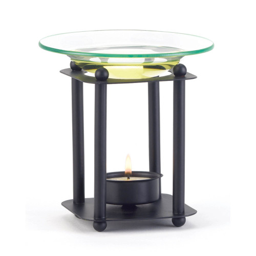 Candle Oil Warmer with Stand - 4.5" - Black and Clear