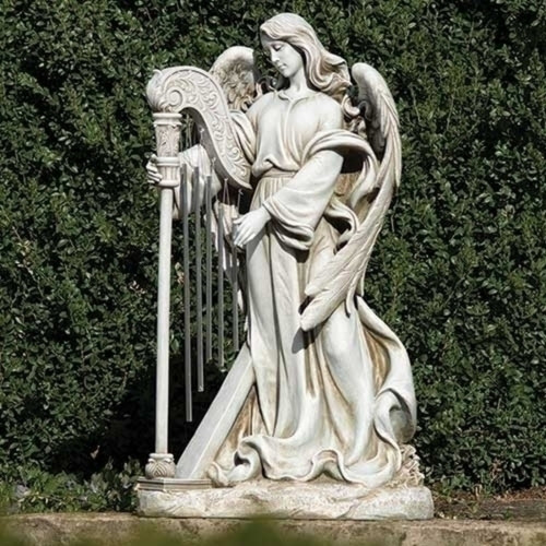 32.75" Angel with Chimes Garden Statue - Serene Harmony for Your Outdoor Space