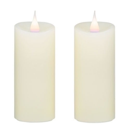 Flameless LED Lighted Pillar Candles - 17.5" - White - Set of 2