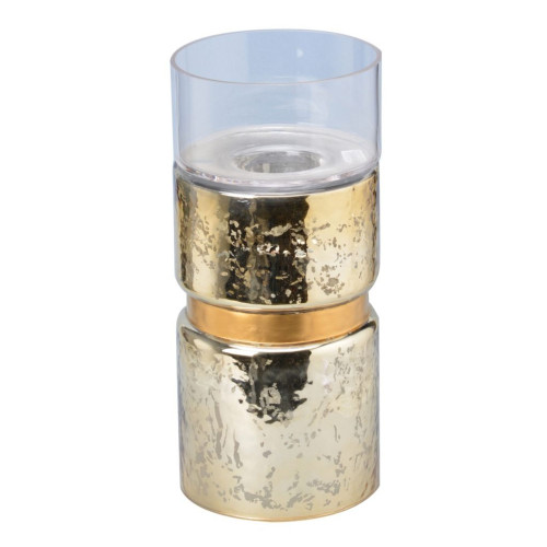 15" Gold-tone Glamour Halloway Medium Pillar Candleholder