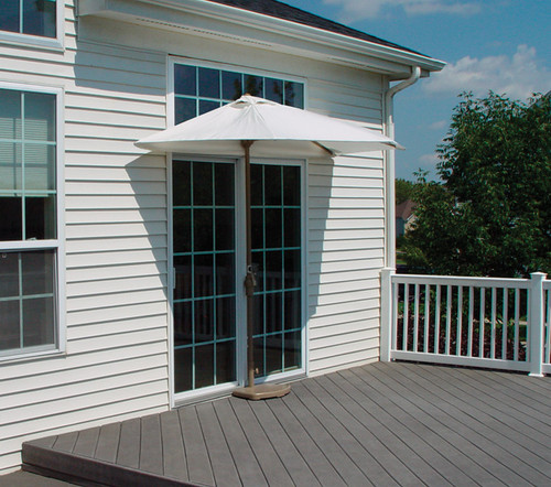 9' Brown Olefin Half Canopy Outdoor Patio Market Umbrella