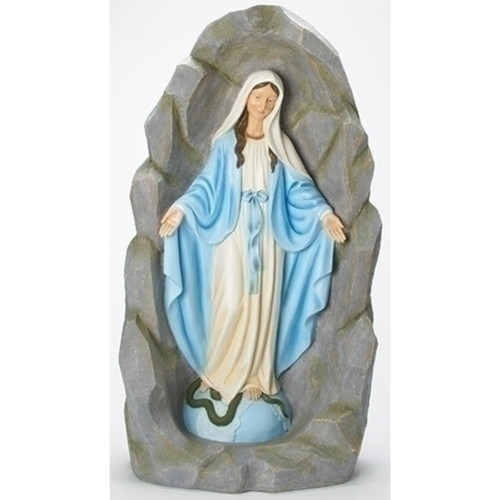 Our Lady of Grace Grotto Outdoor Garden Statue - 36" - Blue and White