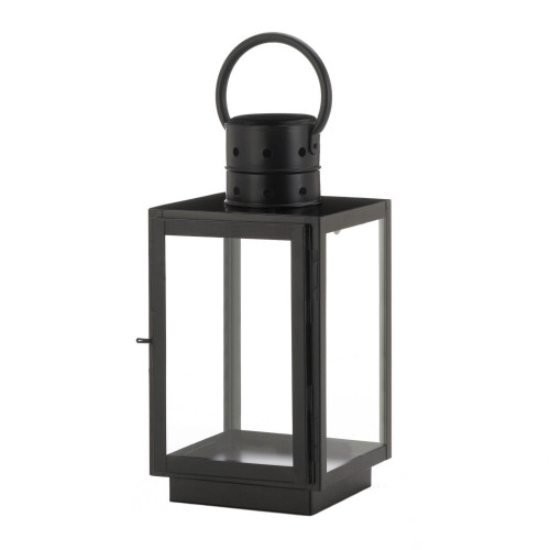 Stylishly Elegant 13.25" Black and Clear Traditional Square Candle Lantern