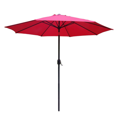 9ft Red Outdoor Patio Market Umbrella with Hand Crank and Tilt