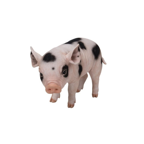 14.75" Pink and Black Baby Pig Outdoor Garden Figurine