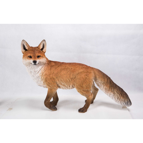 30.75" Brown and White Walking Fox Outdoor Statue