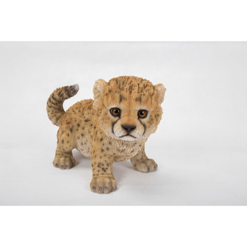 10.5" Brown and Beige Baby Cheetah Statue