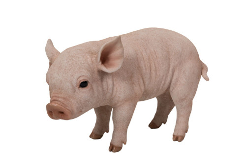 14.75" Pink and Gray Standing Baby Pig Outdoor Figurine