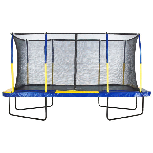 15' Blue and Yellow Upper Bounce Outdoor Mega Rectangular Trampoline with Enclosure System