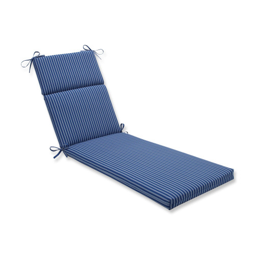 72.5" Blue and White Striped Patio Chaise Lounge Cushion