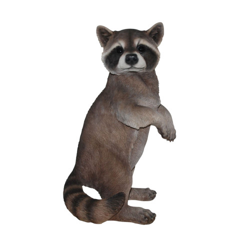 19" Gray Modern Standing Raccoon Statue