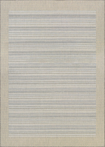 3.75' x 5.4' Ivory and Beige Striped Rectangular Outdoor Area Throw Rug